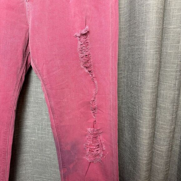 2/$30 Hudson Leigh Boyfriend Pink Button Fly Jeans Size 29 Distressed Mid Rise - Picture 8 of 16